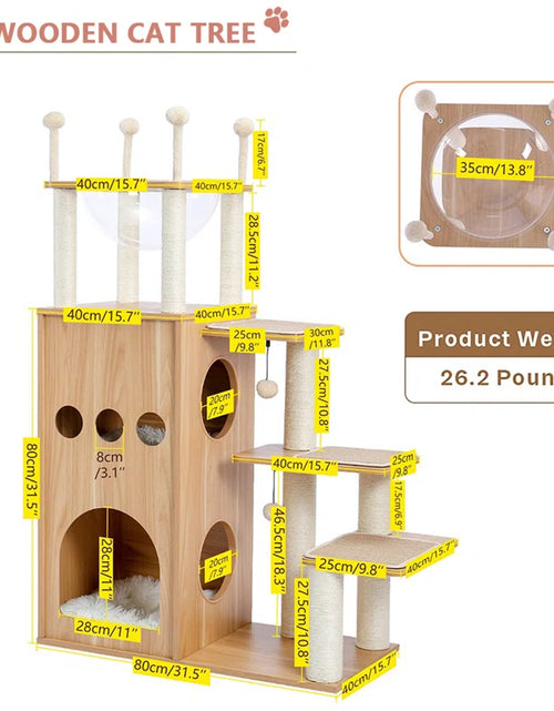 Load image into Gallery viewer, Tavion 51.2&quot; Wood Cat Trees,Cat Tower,Cat Trees for Large Cats
