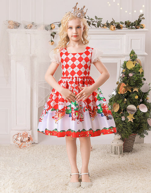 Load image into Gallery viewer, Christmas Children&#39;s Dress Cartoon Printing Satin Performance Wear
