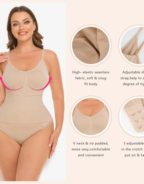 Load image into Gallery viewer, 3 Packs Women Slimming Bodysuits Shapewear Tops Tummy Control Thong Body Shaper Spaghetti Strap Camisole
