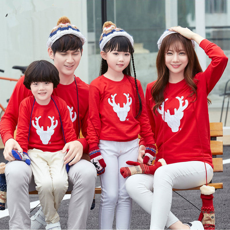 Christmas deer head long sleeve family wear