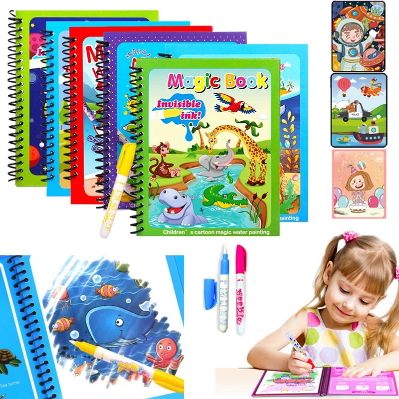 1Pcs Magical Book Water Drawing Montessori Toys Reusable Coloring Book Magic Water Drawing Book Sensory Early Education Toys