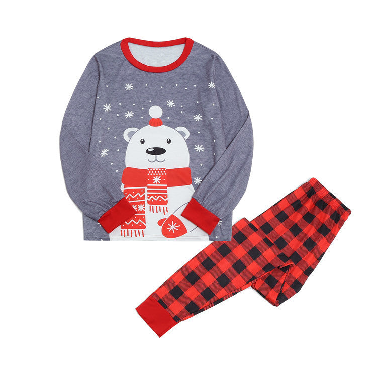 Home Wear Bear Print Parent-child Suit Christmas