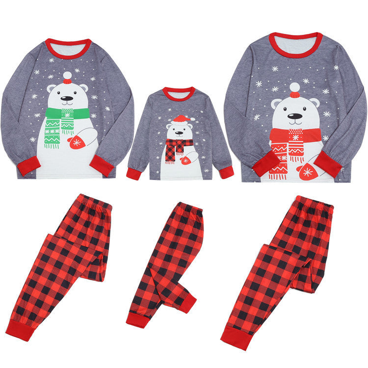 Home Wear Bear Print Parent-child Suit Christmas