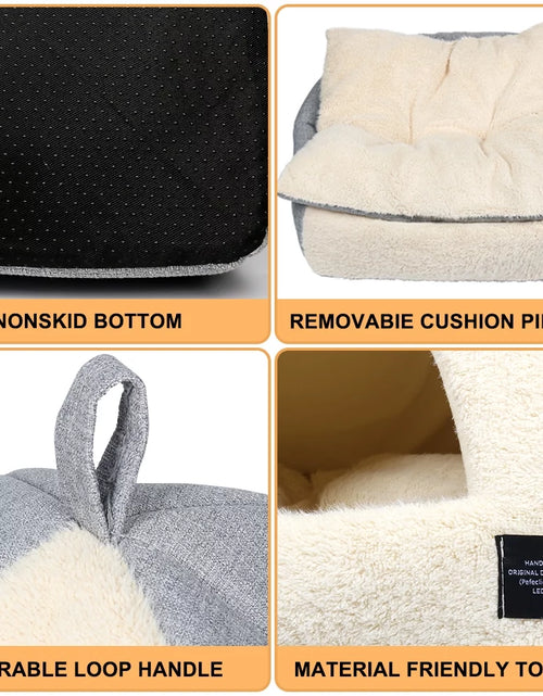 Load image into Gallery viewer, Cat Bed for Indoor Cats - Pet Cave Bed Cat Cave Bed Cat House Cat Tent with Removable Washable Cushioned Pillow, Soft and Self Warming Kitten Beds &amp; Furniture, Pet Bed
