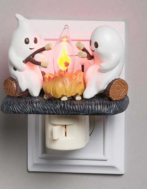 Load image into Gallery viewer, Cute Ghost Campfire Night Light Halloween Pumpkin Flickering Room Decorations Night Lights Dusk to Dawn Led Lamp Plug into Wall
