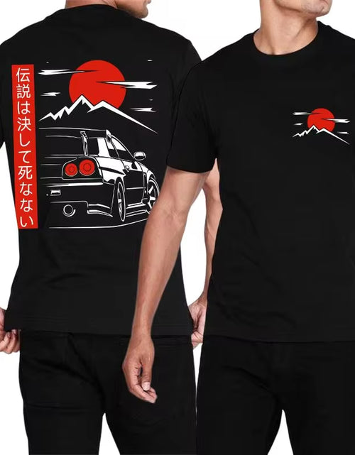 Load image into Gallery viewer, Japanese Style Car JDM Culture GTR Racing T Shirts Back Print Street Wear Original Design Oversized 100% Cotton Tops Tee Homme
