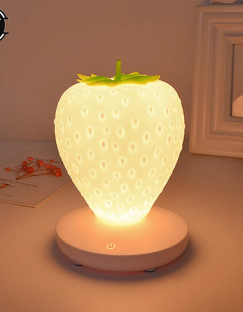 Load image into Gallery viewer, LED Strawberry Lamp for Bedroom Silicon Touch-Sensor USB Rechargeable Dimmable Idyllic Bedside Night Light for House Decoration
