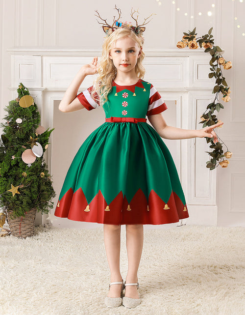 Load image into Gallery viewer, Christmas Children&#39;s Dress Cartoon Printing Satin Performance Wear
