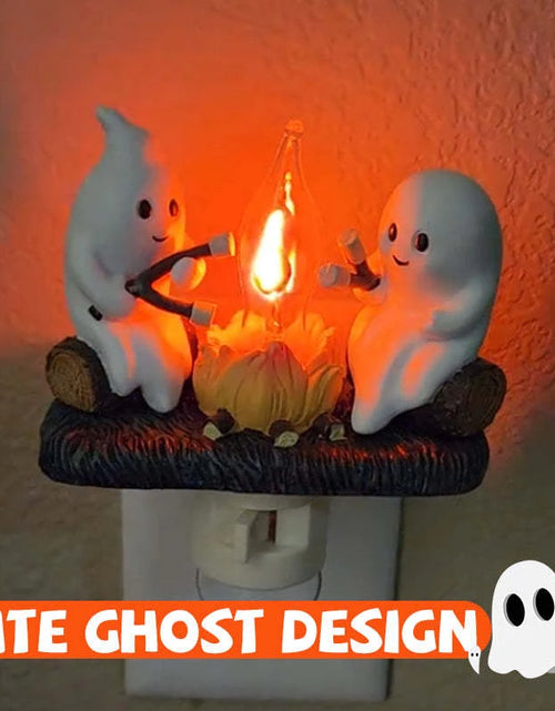 Load image into Gallery viewer, Cute Ghost Campfire Night Light Halloween Pumpkin Flickering Room Decorations Night Lights Dusk to Dawn Led Lamp Plug into Wall
