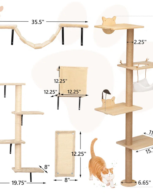 Load image into Gallery viewer, Damyanti Wall-Mounted Cat Tree Shelved 6 Pcs Climbing Center
