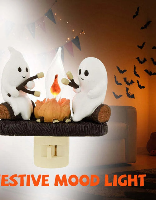 Load image into Gallery viewer, Cute Ghost Campfire Night Light Halloween Pumpkin Flickering Room Decorations Night Lights Dusk to Dawn Led Lamp Plug into Wall
