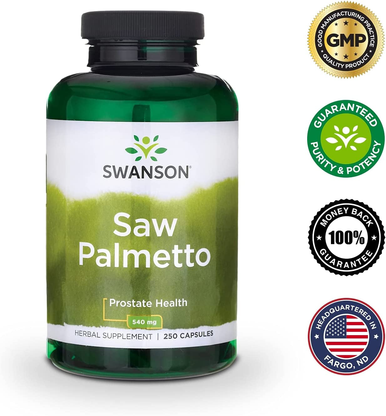 Saw Palmetto Herbal Supplement for Men Prostate Health Hair Supplement Urinary Health 540 Mg 250 Capsules