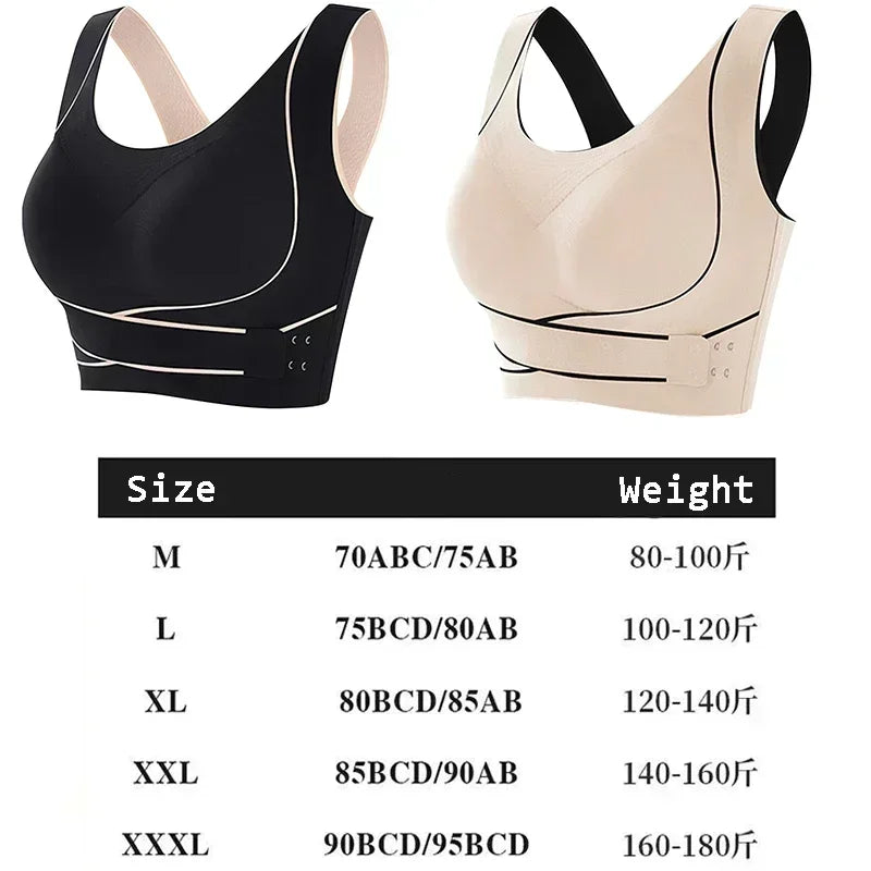 Sports Bra Front Adjustable Buckle Wireless Padded Comfy Gym Yoga Underwear Breathable Workout Fitness Top Low Intensity Women