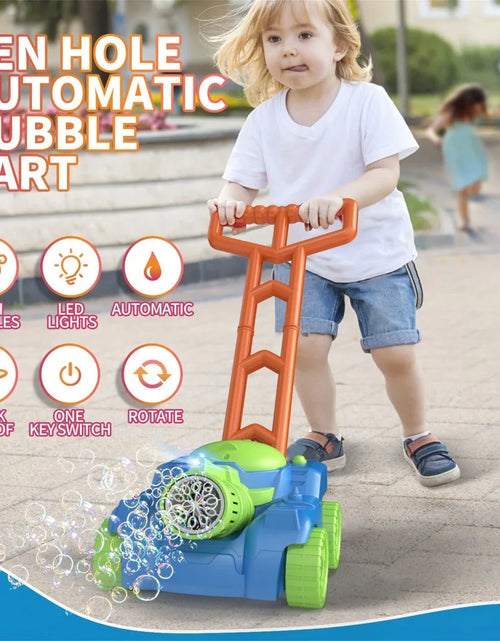 Load image into Gallery viewer, Automatic Lawn Mower Bubble Machine Weeder Soap Maker Blower Baby Activity Walker for Outdoor Kids Toys for Children Gift Boys
