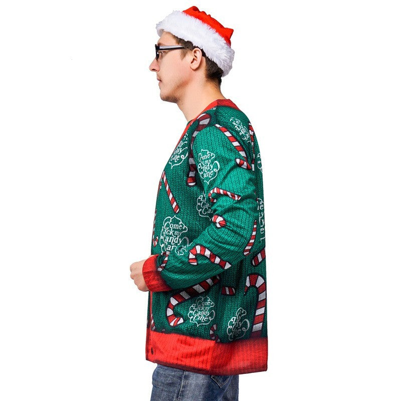 Christmas Sweater Printed Long Sleeve T-shirt Stage Wear Performance Wear