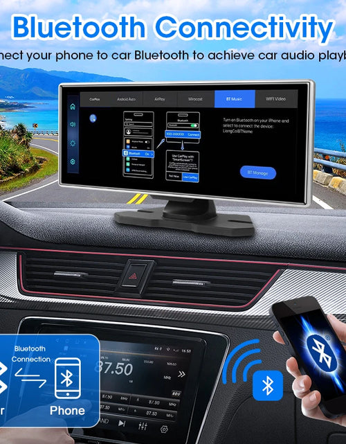 Load image into Gallery viewer, Universal 11.26&quot; 4K Front Cam Car DVR Wireless Carplay Android Auto Video Recorder QLED Screen WIFI AUX FM Dual Lens GPS
