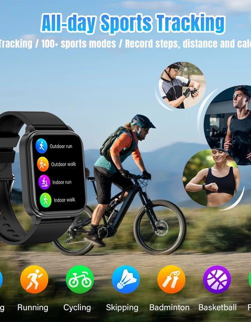 Load image into Gallery viewer, Smart Watch for Android Iphone 1.91&quot; Full Touch HD Screen Sport Fitness Tracker Waterproof Smartwatches Wireless Bluetooth Call for Men Women (Black)
