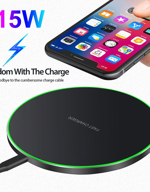 Load image into Gallery viewer, Wireless Charger 15W Fast Charge Aluminum Wireless Charging Pad for Iphone 15Pro Max 15 14 13 12 11/XS/XR/8, Samsung Galaxy S23 S22/S21, Note 20/10
