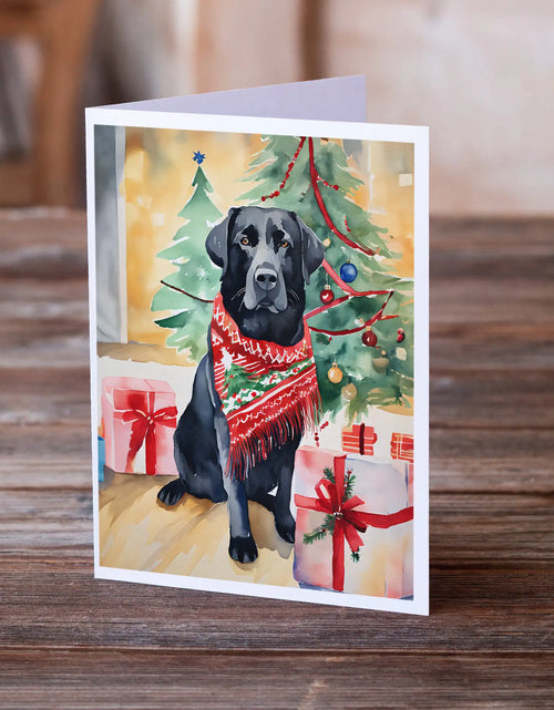 Load image into Gallery viewer, Black Labrador Retriever Christmas Greeting Cards Pack of 8
