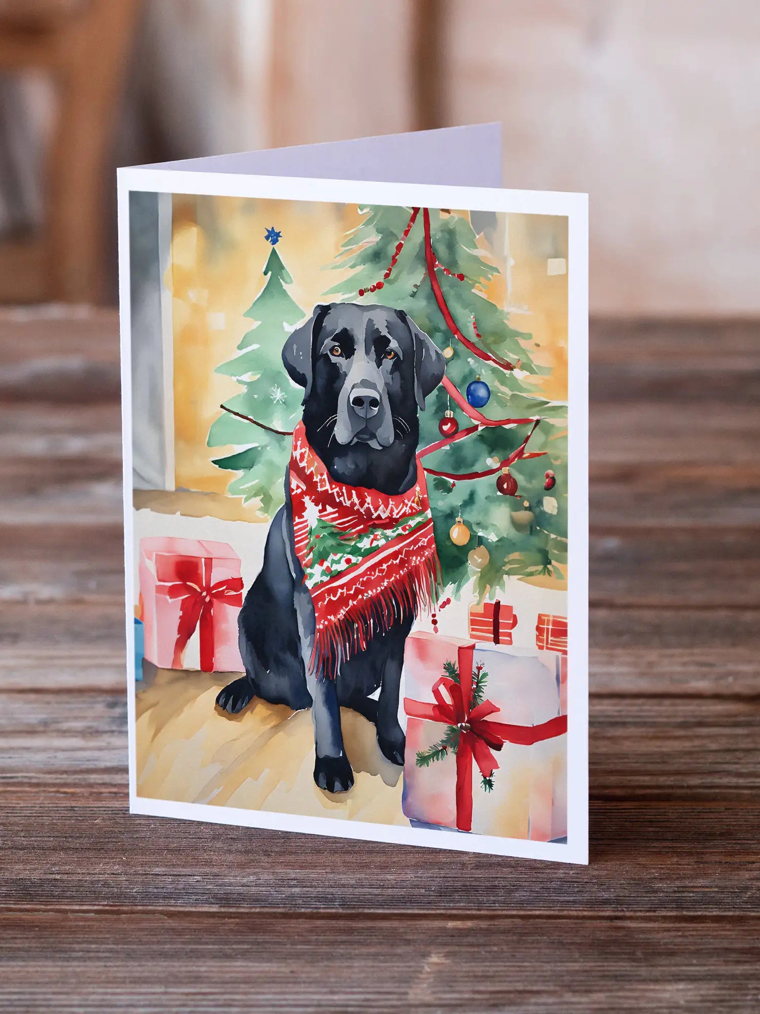 Black Labrador Retriever Christmas Greeting Cards Pack of 8