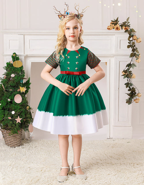 Load image into Gallery viewer, Christmas Children&#39;s Dress Cartoon Printing Satin Performance Wear
