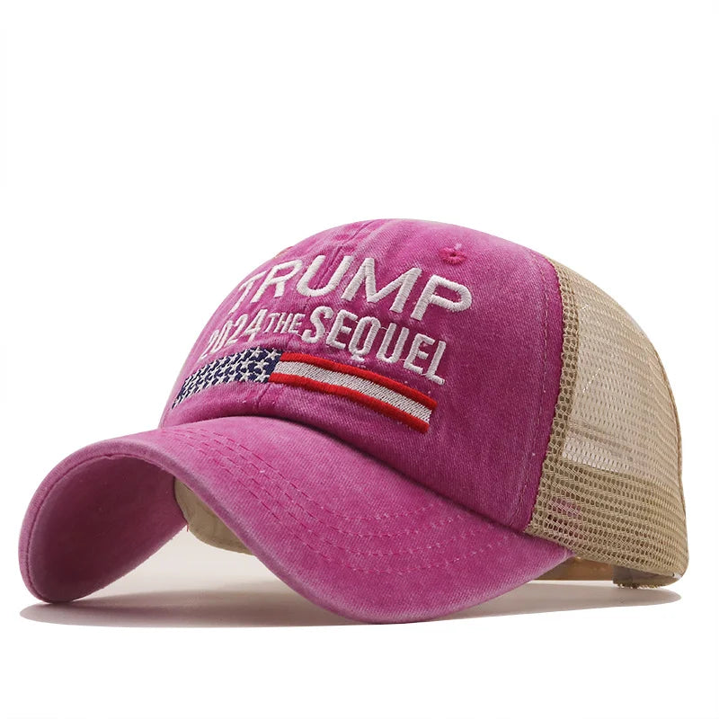 Hot Trump 2024 American Presidential Hat Make America Great Again Hat Donald Trump Republican Hat Cap MAGA Embroidered Mesh Cap