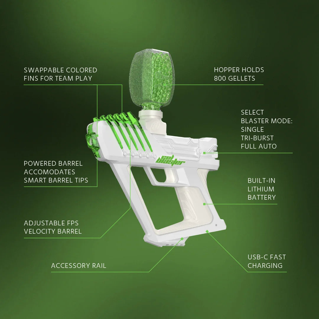 SURGE 1.5, Electric Green, Water-Based Gellet Blaster with 10,000 Electric Green Gellet Pack