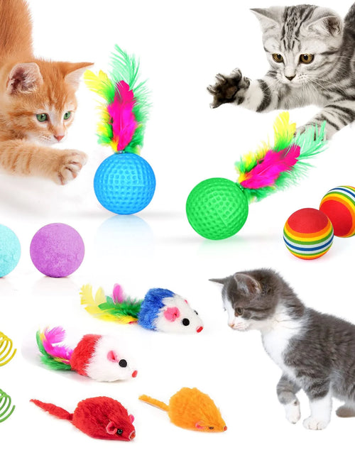 Load image into Gallery viewer, 34Pcs Cat Toys Kitten Toys,Interactive Cat Toys Set with Collapsible Cat Tunnels Tent for Indoor Cats,Retractable Cat Wand Toys Catnip Toys Cat Feather Teaser Fluffy Mouse Crinkle Balls for Cat,Kitty
