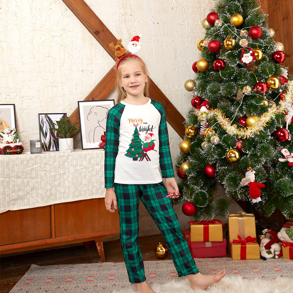 Home Wear Christmas Print Parent-child Pajamas Set