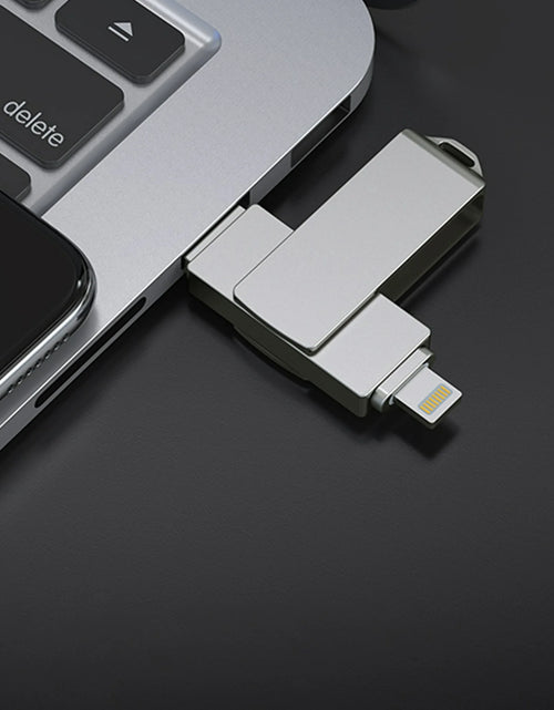 Load image into Gallery viewer, Flash Drive for Iphone, with Lanyard， 128GB USB 3.0 IOS Memory Stick for Iphone / Ipad / Android / Computer, 3-In-1, White
