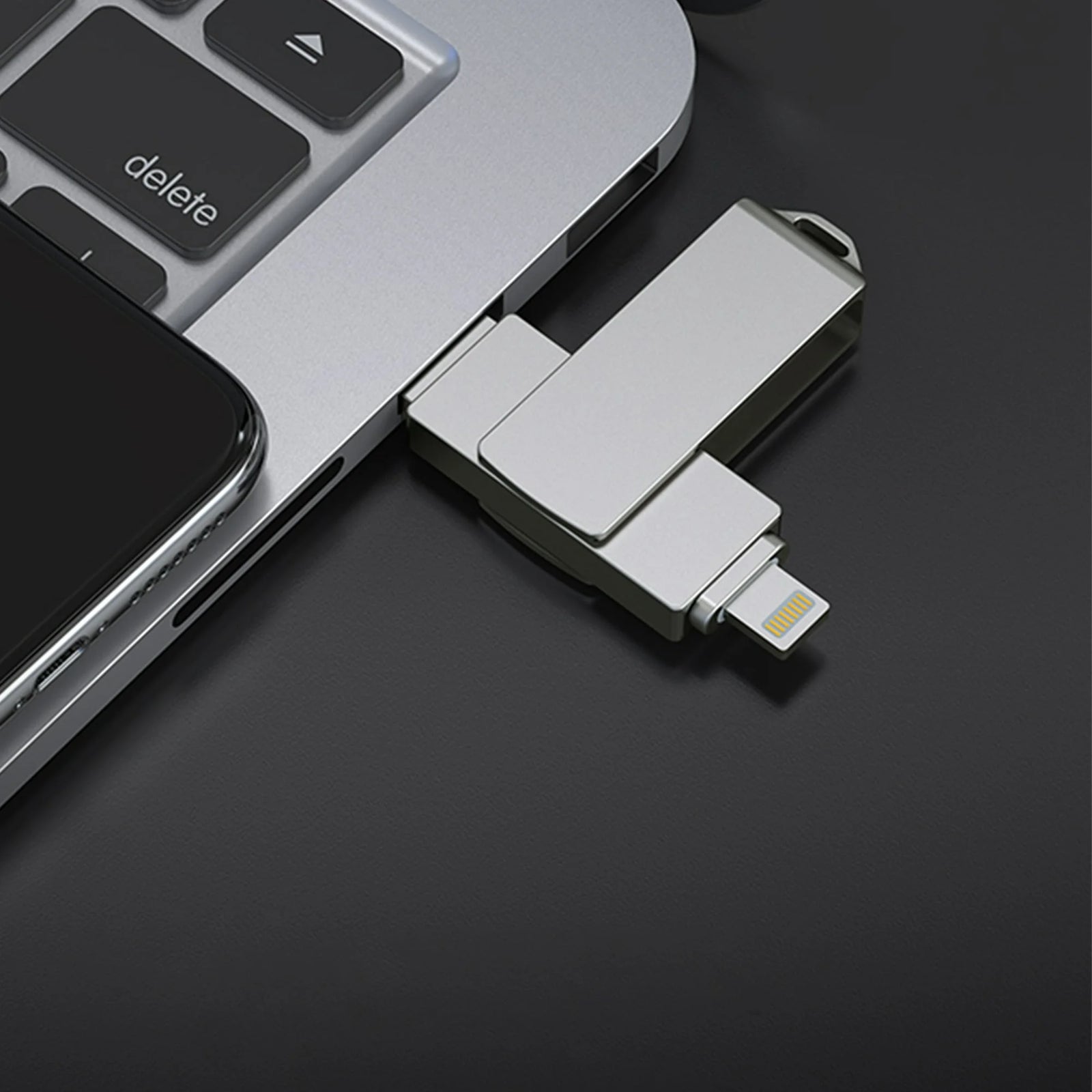 Flash Drive for Iphone, with Lanyard， 128GB USB 3.0 IOS Memory Stick for Iphone / Ipad / Android / Computer, 3-In-1, White