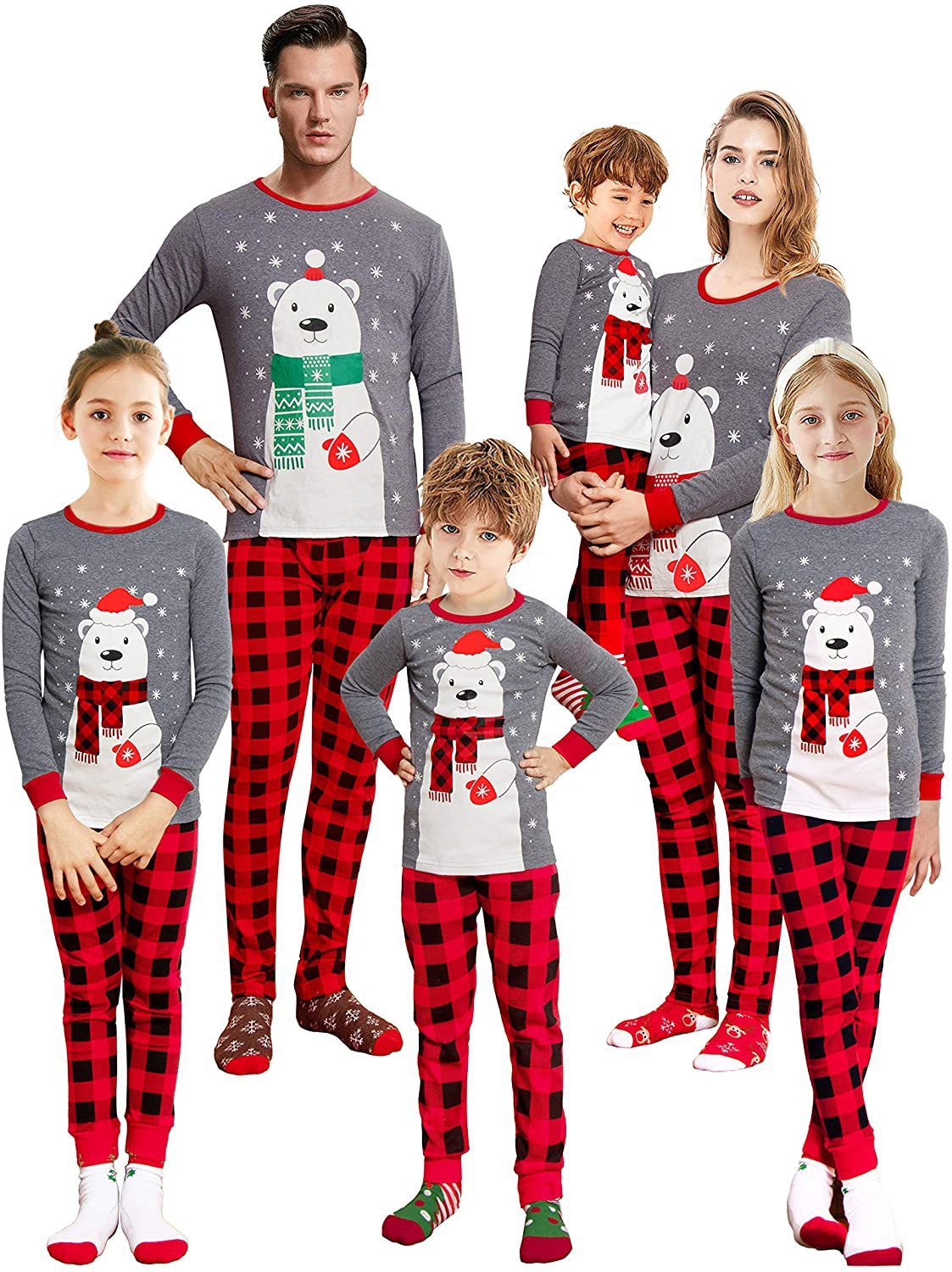 Home Wear Bear Print Parent-child Suit Christmas