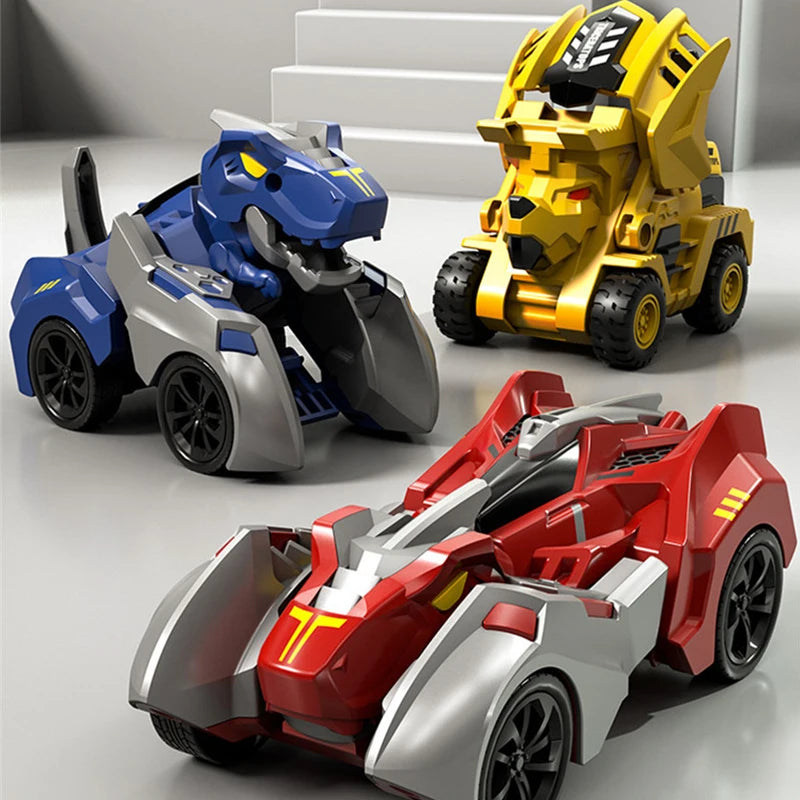 2 in 1 Transforming Dinosaur Car Deformation Toys Inertial Sliding Dino Automatic Transform Figures Robot Diecasts Toy Boys Gift