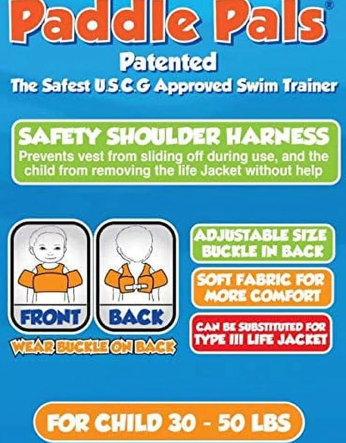 Load image into Gallery viewer, Paddle Pals Life Jacket USCG Approved, Kids Swim Vest, 30 to 50 Lbs, Fish Tank
