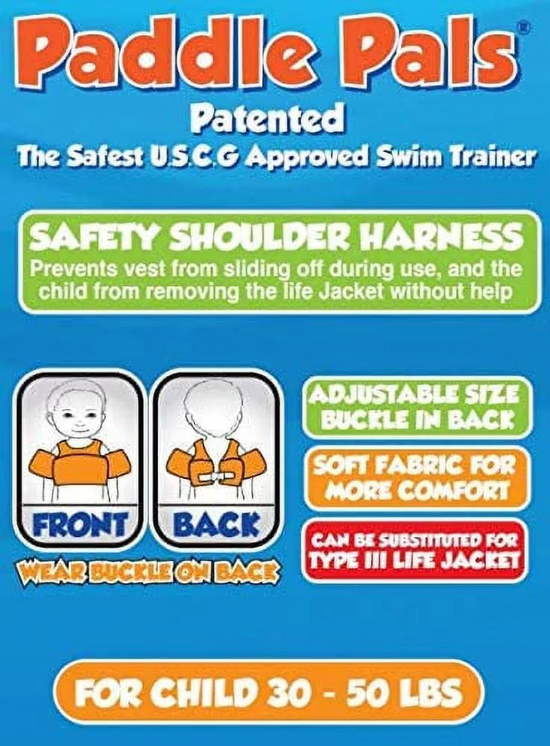 Paddle Pals Life Jacket USCG Approved, Kids Swim Vest, 30 to 50 Lbs, Fish Tank