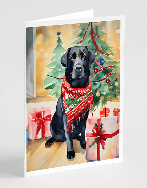 Load image into Gallery viewer, Black Labrador Retriever Christmas Greeting Cards Pack of 8
