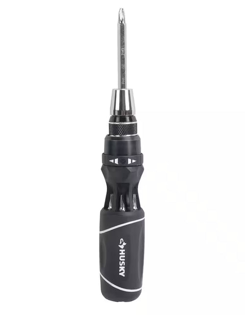 Load image into Gallery viewer, 12-In-1 Quick-Load Ratcheting Screwdriver with 6 Driver Blades in Handle
