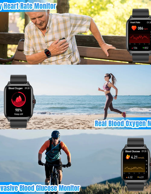 Load image into Gallery viewer, Smart Watch for Android Iphone 1.91&quot; Full Touch HD Screen Sport Fitness Tracker Waterproof Smartwatches Wireless Bluetooth Call for Men Women (Black)
