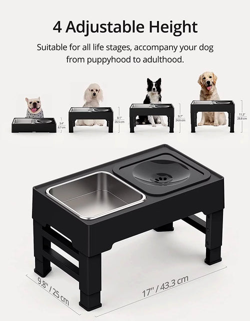 Load image into Gallery viewer, Elevated Dog Bowls for Large Dogs, Raised Dog Bowl Stand with No Spill Dog Water Bowl &amp; Stainless Steel Dog Food Bowl, 4 Heights Adjustable for Small Medium Large Dogs and Pets
